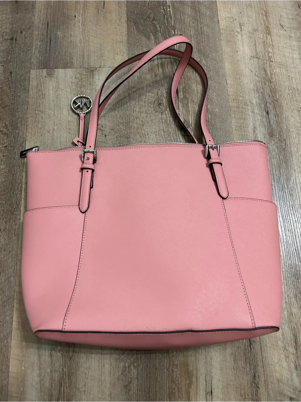 Michael Kors Pink Saffiano Tote with MK Charm